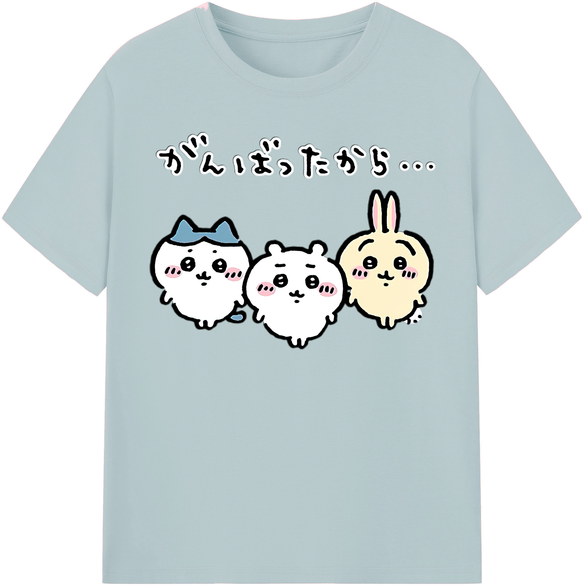 （画像用） ちいかわ ハチワレ Chii-kawa hachiware 綿100％半袖Tシャツ（フロントプリント）